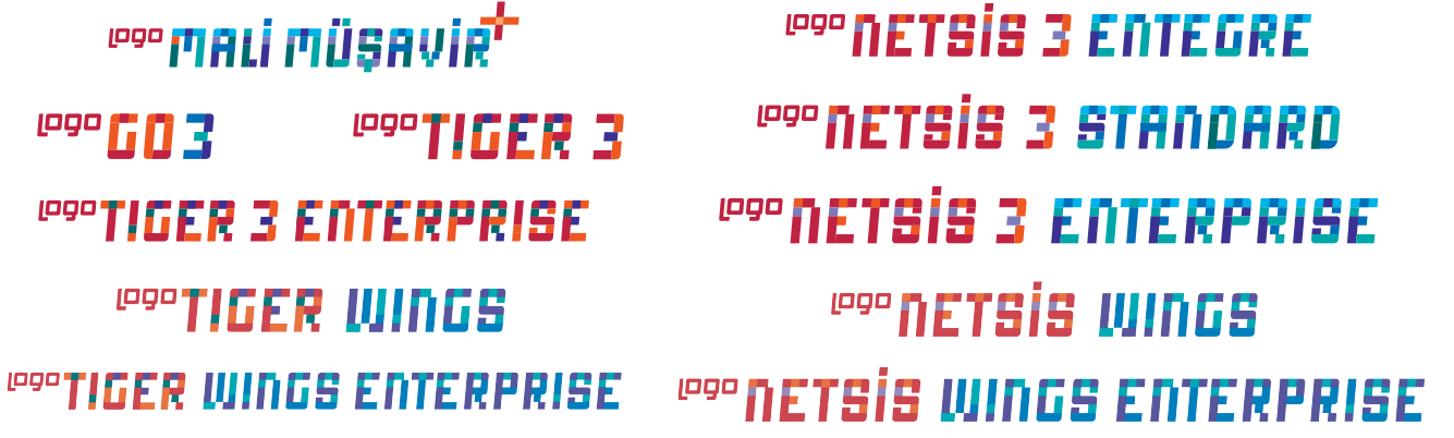 Logo onaylı ürünler: Mali Müşavir, GO3, Tiger 3, Netsis 3 Entegre, Netsis 3 Standard